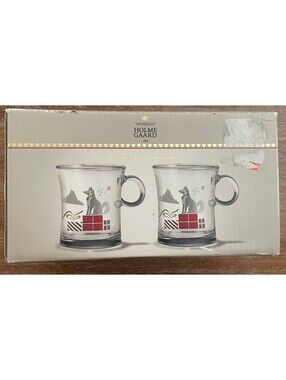 Two Holmegaard Design Christmas Dog Hot Drink Glasses